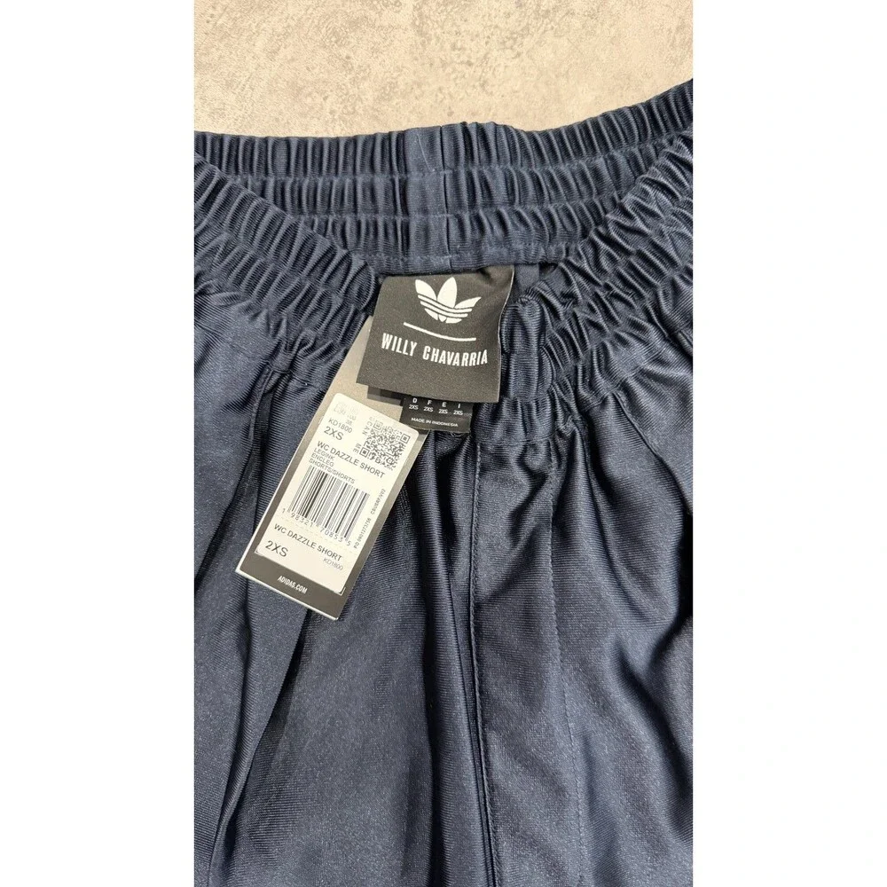 NWT Willy Chavarria x Adidas Dazzle Shorts Mens XXS Navy Blue Oversized KD1800
